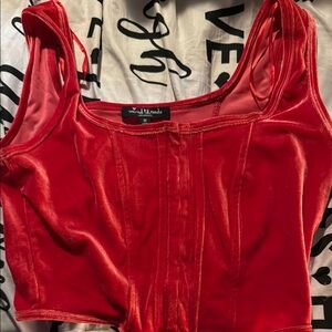 Velvet Red Bustier Tank Crop Top
